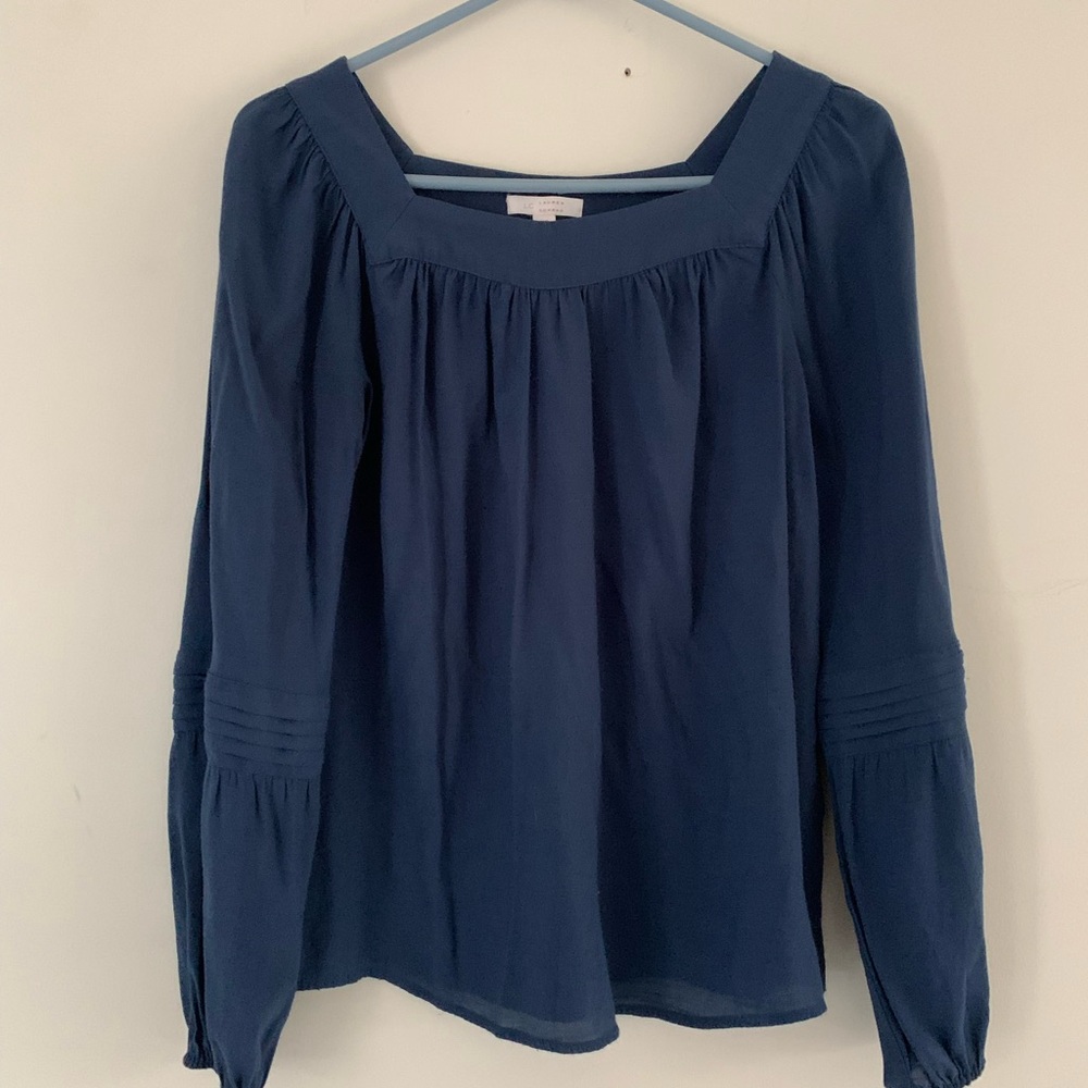 LC Lauren Conrad XS Navy Blue Peasant Top New No Tag